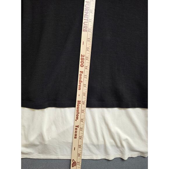 J. Jill Womens Medium Top Tunic Layered Ribbed Long Sleeve Black Cream Stretch - Picture 7 of 8